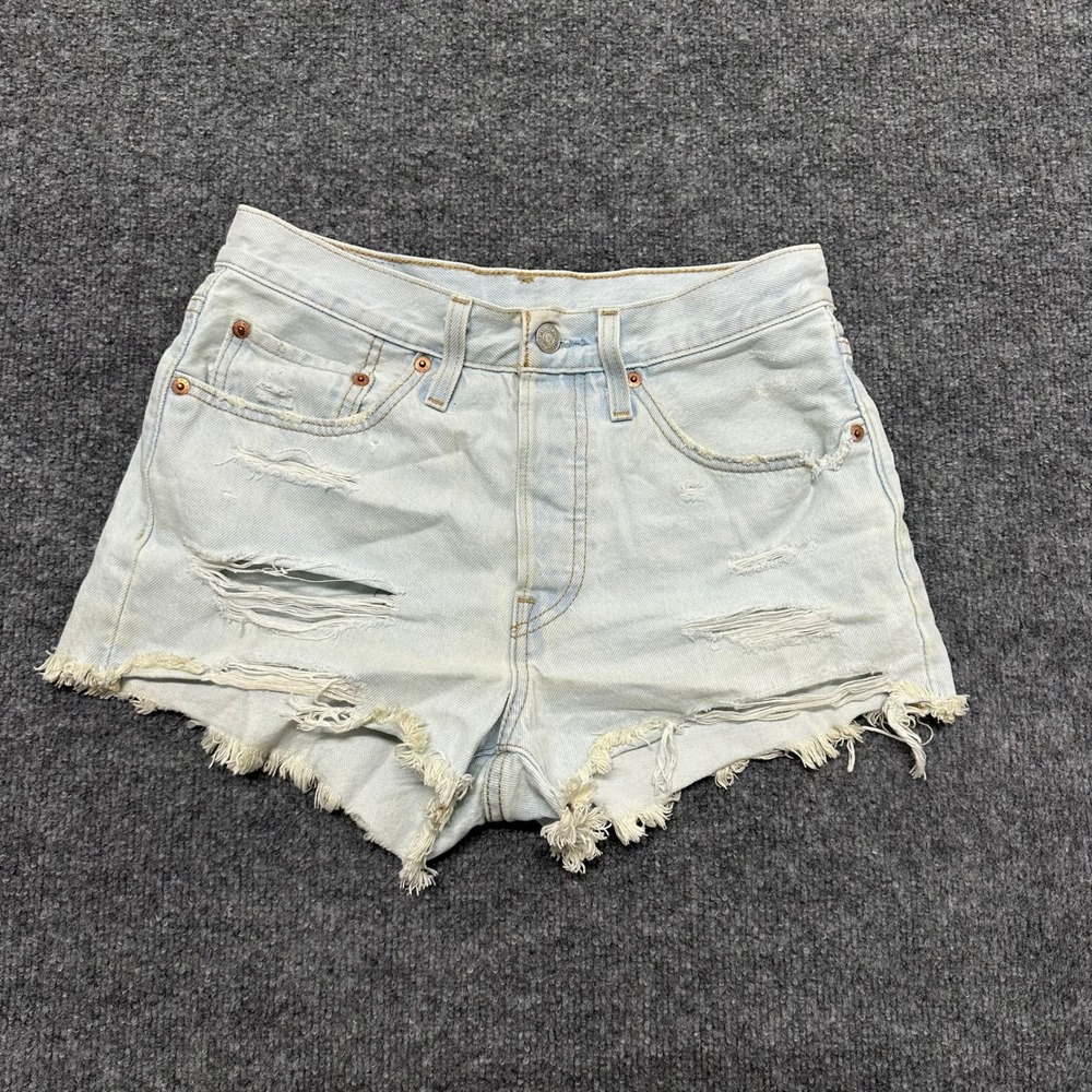 Levi's Shorts Womens Size 26 Light Wash Distressed Cotton 501 Original Cutoff